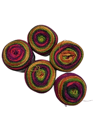 multiple colored glitter yarns